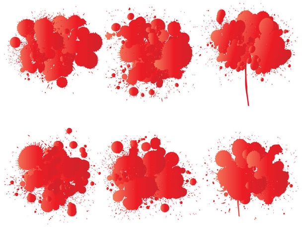 Vector collection of artistic grungy paint drop, hand made creative splash or splatter stroke set isolated white background. Abstract grunge dirty stains group, education or graphic art decoration - Photo, Image