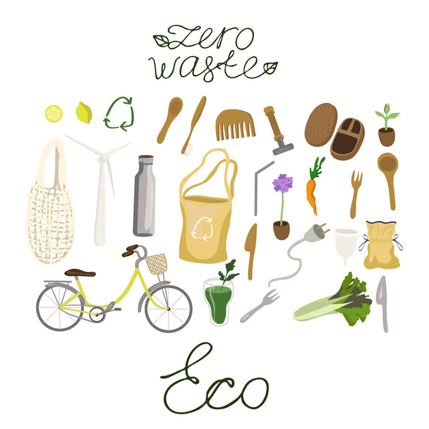 Set of waste-free production icons arranged around the inscription vector image - Vector, Image