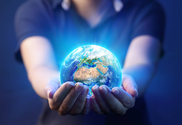 Hands Holding Planet - Earth Day Concept - 3d Rendering - Europe And Africa elements of this image furnished by NASA - Photo, Image