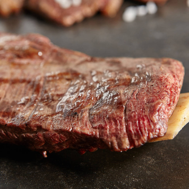 Thick Slices of Hot Grilled Whole Flank Steak - Foto, imagen