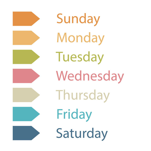Illustration callendar or day of the week - Vector, afbeelding