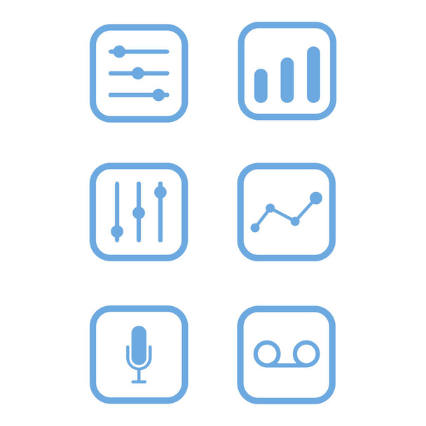Vektorové ikony ekvalizér modré čáry směšovač symbol, tlačítko - Vektor, obrázek