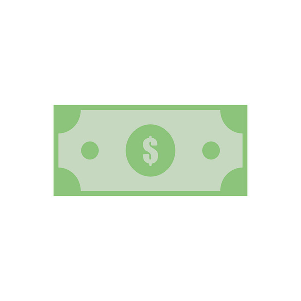 Vector illustration for dollar. Cash banknote. Money. Success payment. American banknote. Green money. Flat design. EPS 10. - Vector, Image