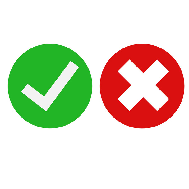 Icono de casilla de verificación, aislado, verde y rojo fondo blanco hecho trabajo u opción. Diseño plano EPS 10
 - Vector, imagen