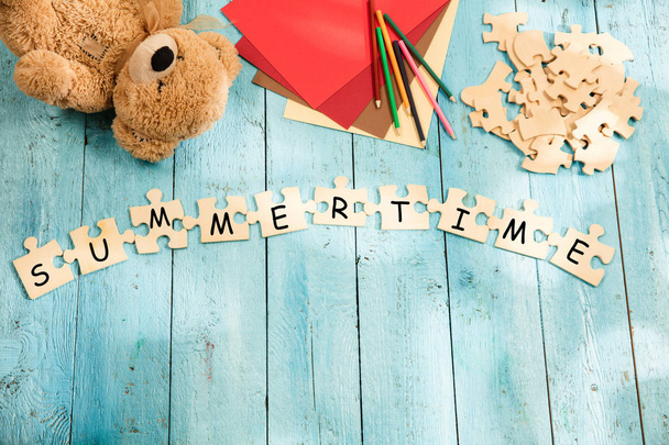 Stationery and words SUMMER TIME made of letters - Photo, Image