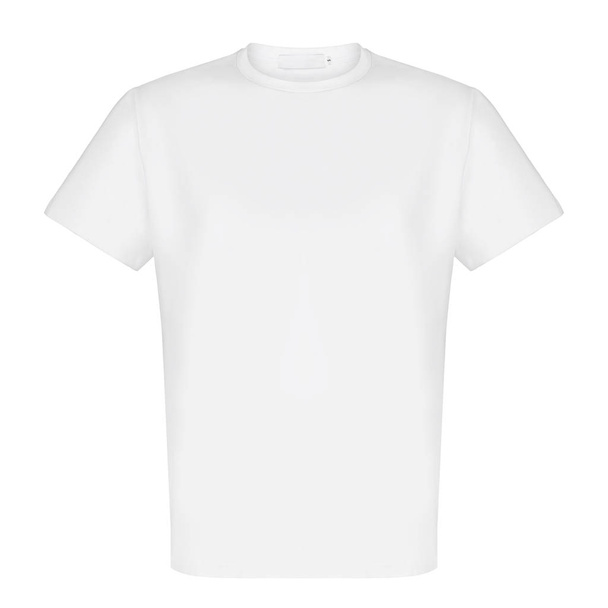 Hermosa camiseta de mujer blanca sin imprimir, cuello redondo, maniquí fantasma, vista frontal, maqueta
 - Foto, imagen