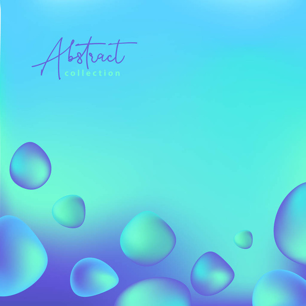Abstract cyan and blue vector trendy background with fluid gradient 3d shapes, liquid colors. Isolated fluid design elements. Aqua effect. Liquid shapes. - Vector, Image