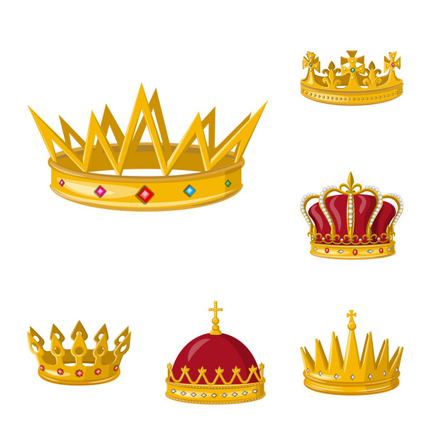 Projekt wektor logo monarchii i złoto. Zestaw monarchii i heraldyczne symbol giełdowy dla sieci web. - Wektor, obraz