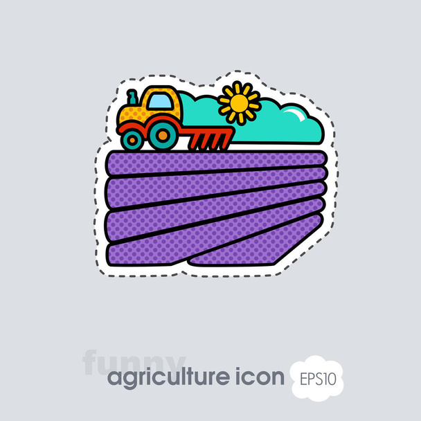 El tractor arada el campo antes de sembrar icono
 - Vector, Imagen