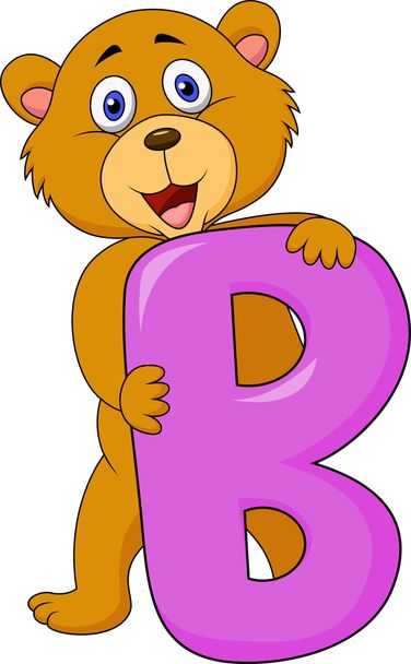 Alphabet B with bear cartoon - Vector, Image