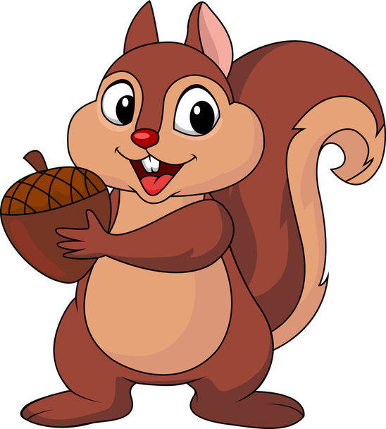 Squirrel cartoon with nut - Vector, Image