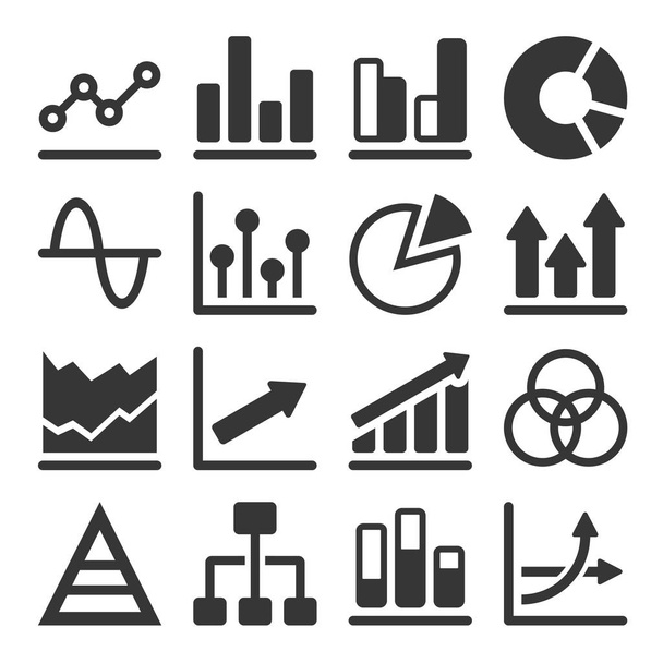 Diagram and Graphs Related Icons Set. Vector - Wektor, obraz