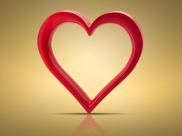 Piros szív. Szerelem jelképe. Es 3D-s szív. 3D render, 3D-s kép, 3D-s modell - Fotó, kép