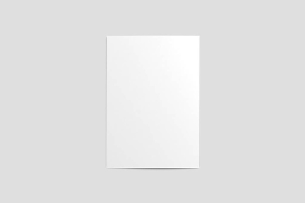 bi-fold half fold Broschüre-Attrappe isoliert auf weichem grauen Hintergrund. a4 bi-fold Broschüre. 3D-Darstellung. - Foto, Bild