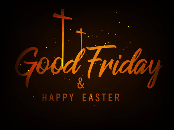Velký pátek vektorový obrázek hlavičky, pozdrav s pozadím a znění Velkopáteční & Happy Easter - Vektor, obrázek