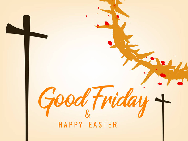 Good Friday vector illustration header, greeting with background and text of Good Friday & Happy Easter - Vector, Image