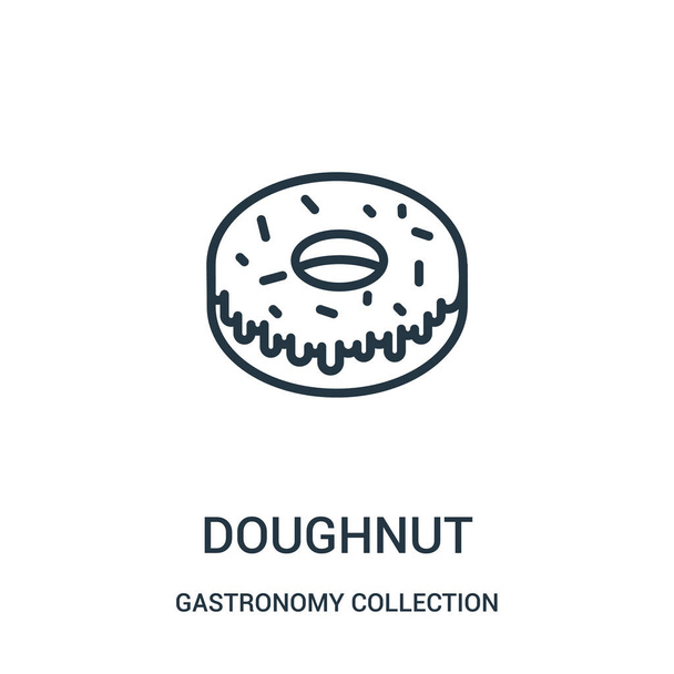 doughnut icon vector from gastronomy collection collection. Thin line doughnut outline icon vector illustration. - Vector, Image