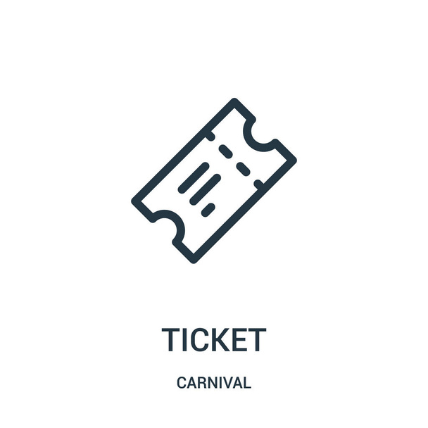 ticket vector icono de la colección de carnaval. Línea delgada ticket esquema icono vector ilustración
. - Vector, Imagen
