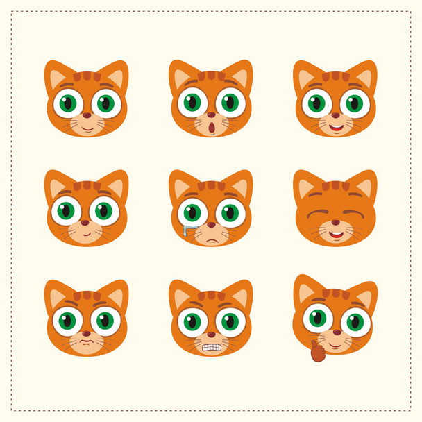 набір мультяшних персонажів маленьких смішних котів з різними емоціями
  - Вектор, зображення
