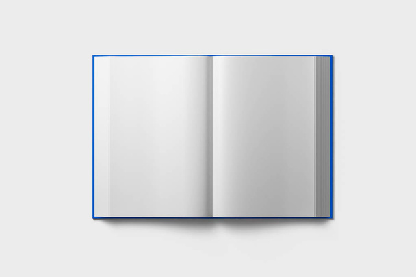 Modelo de livros de capa dura, maquete de livros em branco para usos de design, renderização 3D. Capa de livro cinza em branco no fundo cinza macio. Isolado com caminho de recorte
. - Foto, Imagem