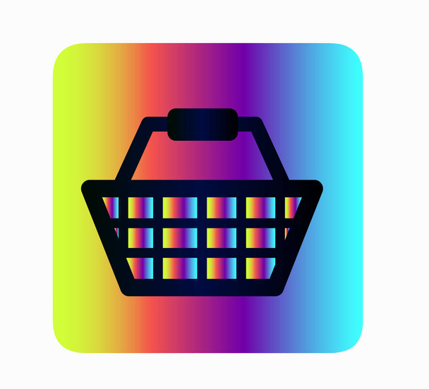 Neon wektor płaskie ikona koszyka spożywczy na białym tle - zakupy online w sklepie internetowym. Koszyka dla witryny sieci web  - Wektor, obraz