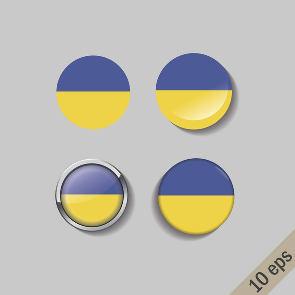 Set of UKRAINE flags round badges. - Vetor, Imagem