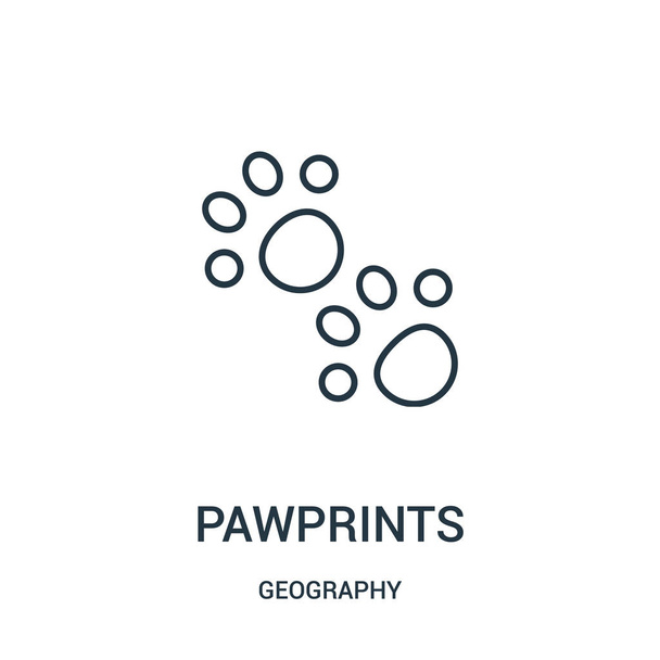 pawprints ikona Vektor z geografie kolekce. Tenká linie pawprints osnovy ikonu vektorové ilustrace. - Vektor, obrázek