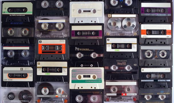 Textuur van audiocassette tapes - Foto, afbeelding
