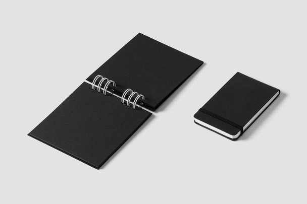 Black notebook mockup on light grey background - Fotografie, Obrázek