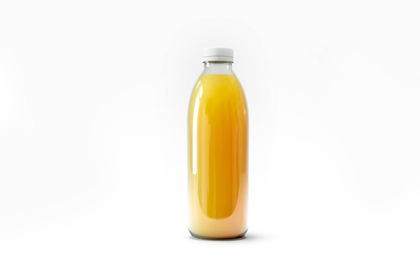 Fruit juice bottle (healthy drink) isolated on white background.mockup3D illustration - Fotoğraf, Görsel