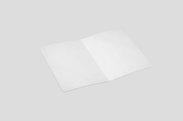 Half-fold brosúra üres fehér sablon a modell és a bemutató design. 3D illusztráció. tájékoztató mintája. - Fotó, kép
