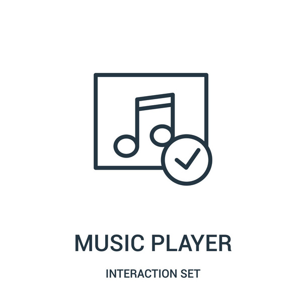 music player icon vector from interaction set collection. Thin line music player outline icon vector illustration. - Vektori, kuva
