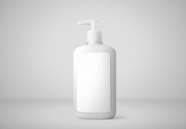 Realistic Cosmetic bottle can sprayer container. Dispenser for cream, soups, foams and other cosmetics With lid. Template For Mock up Your Design. 3D illustration - Photo, Image