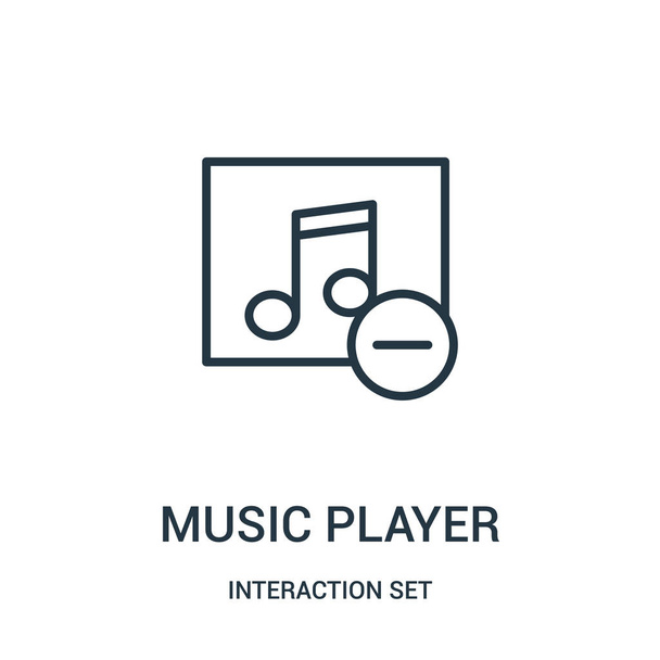 music player icon vector from interaction set collection. Thin line music player outline icon vector illustration. - Vector, Image