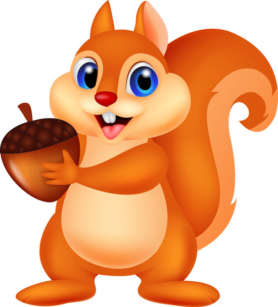 Orava sarjakuva pähkinällä
 - Vektori, kuva
