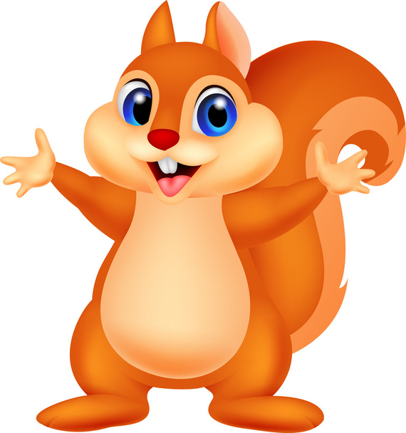 Squirrel dessin animé agitant la main
 - Vecteur, image