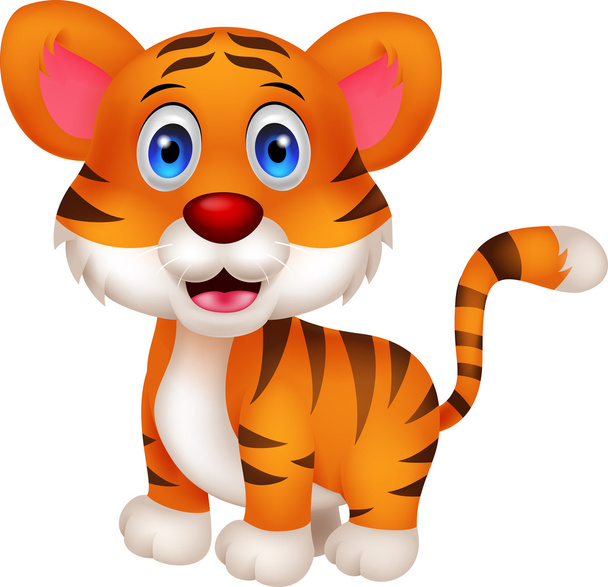 Симпатичный мультфильм про тигра
 - Вектор,изображение