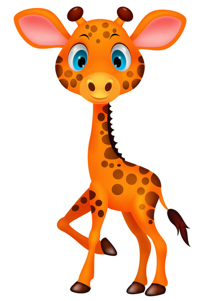 Linda jirafa bebé dibujos animados
 - Vector, Imagen