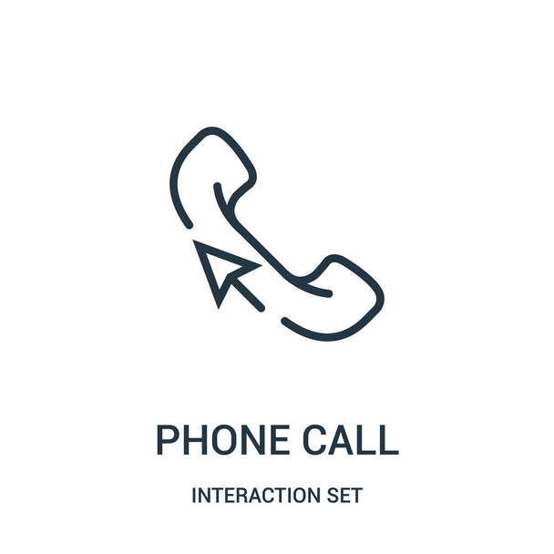 phone call icon vector from interaction set collection. Thin line phone call outline icon vector illustration. - Vector, Image