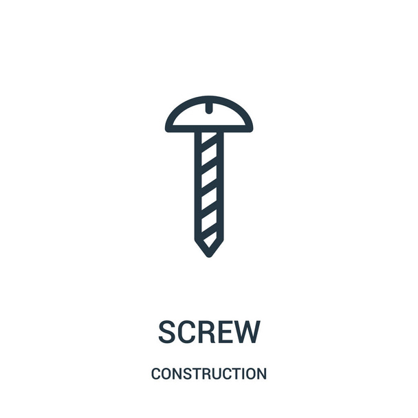 screw icon vector from construction collection. Thin line screw outline icon vector illustration. - Vector, Image