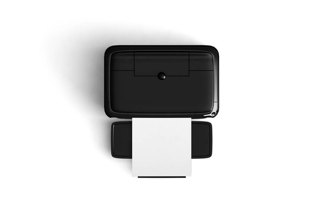 Modern black office multifunction printer isolated on gray background.Top view. High resolution photo. - Fotoğraf, Görsel
