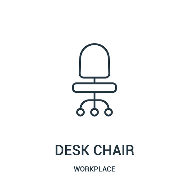 desk chair icon vector from workplace collection. Thin line desk chair outline icon vector illustration. - Vector, Image