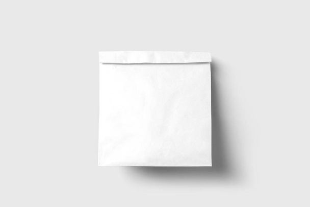 Paquete de bolsa de papel de café, sal, azúcar, pimienta, especias o harina, rellenos, doblados, cerrados, blancos. Listo para tu diseño. Producto Snack Embalaje aislado sobre fondo gris suave.Foto de alta resolución
. - Foto, imagen