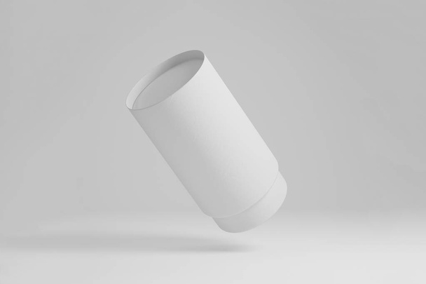 L'étain noir de tube de papier peut maquiller, rendu 3D. Boîte en papier arrondie flottante
. - Photo, image