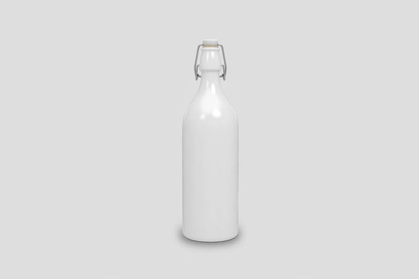 Vacía Swing top Botella aislada sobre fondo gris suave. Renderizado 3D
. - Foto, Imagen