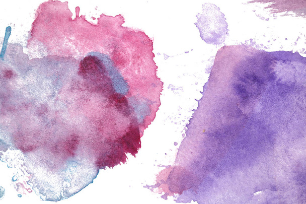 Abstract watercolor spot on white textured paper. Isolated. Hand-drawn background. Aquarelle brush stains on paper. For design, web, card, text, decoration, surfaces. Copy Space. - Photo, Image