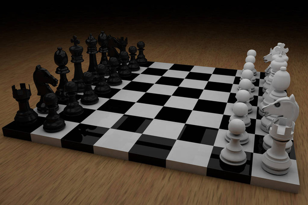 Шахматная доска с фигурами, смоделированными в 3D
 - Фото, изображение