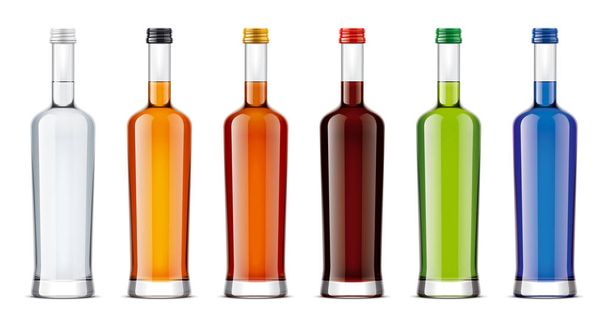 Flessen testmodellen voor alcohol drankjes.  - Foto, afbeelding
