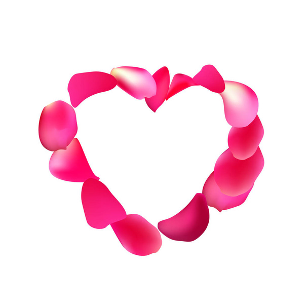 Rózsaszirom szív alakú. Valentin-nap, anyák napja üdvözlőlap.  - Vektor, kép