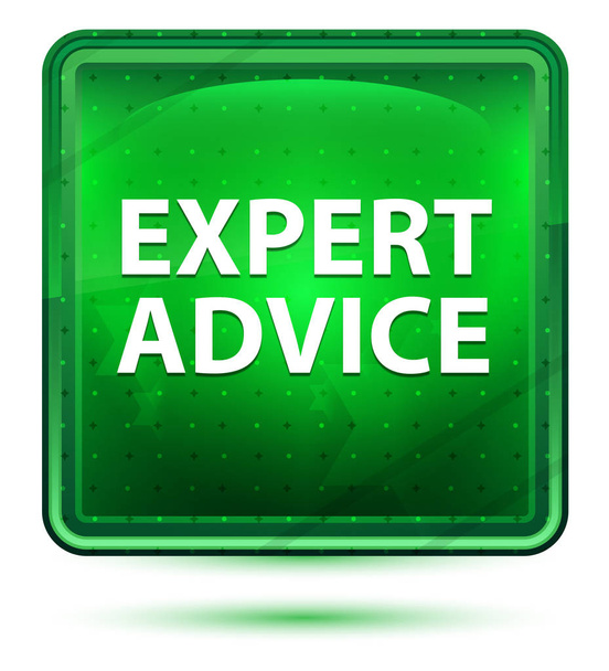 Expert Advice Neon Light Green Square Button - Photo, Image